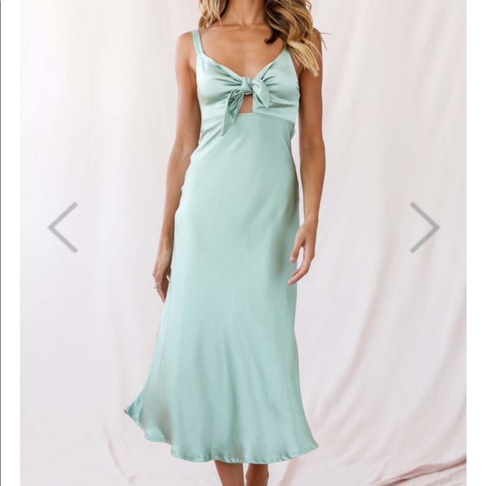 Satin Midi Dress Olive